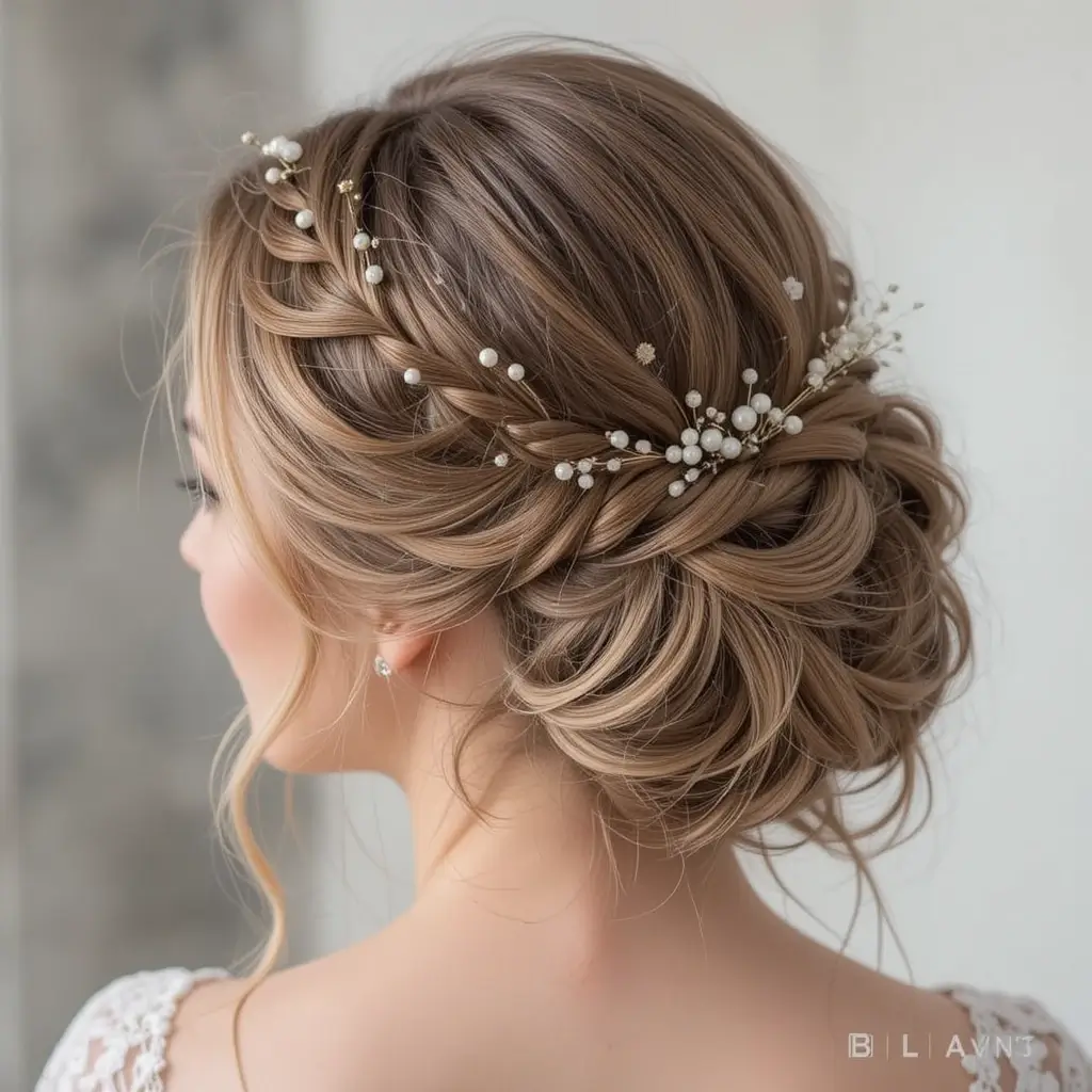 Half-Up Braid with Pearl Pins