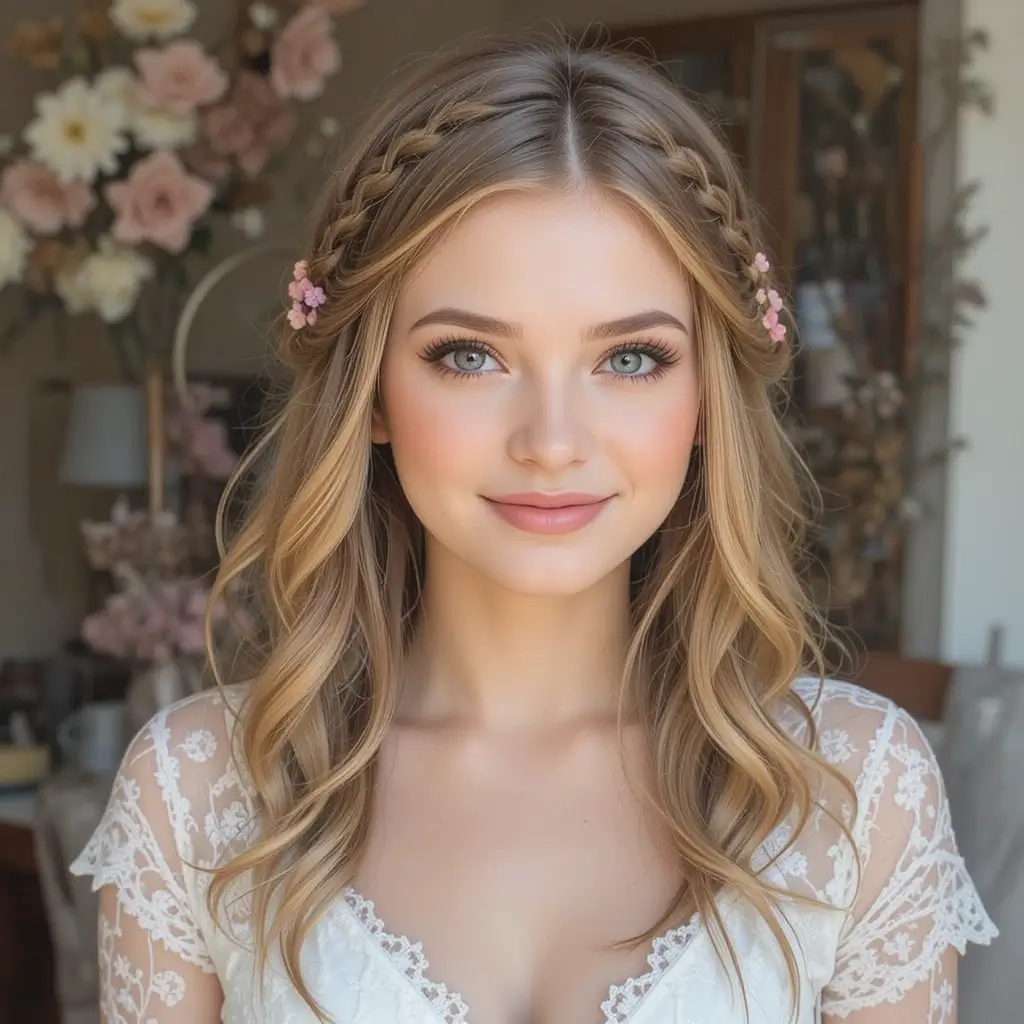 Half-Up Bubble Braids
