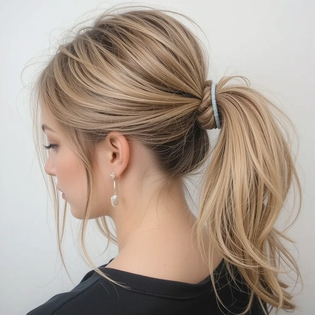 Half-Up Bubble Ponytail