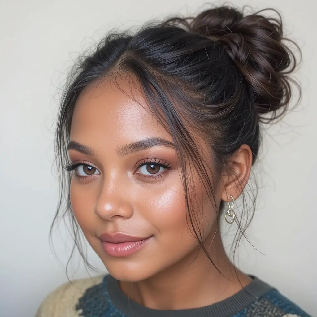 Half-Up Bun with Loose Waves