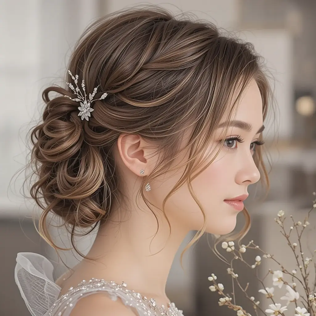 Half-Up French Twist with Loose Ends