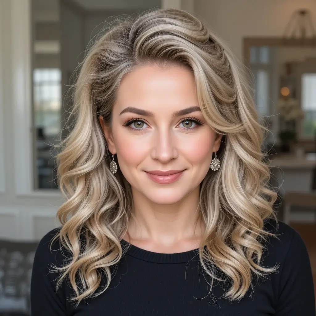 Half-Up, Half-Down Style with Soft Curls