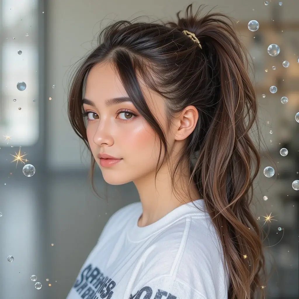  Half-Up Messy Ponytail