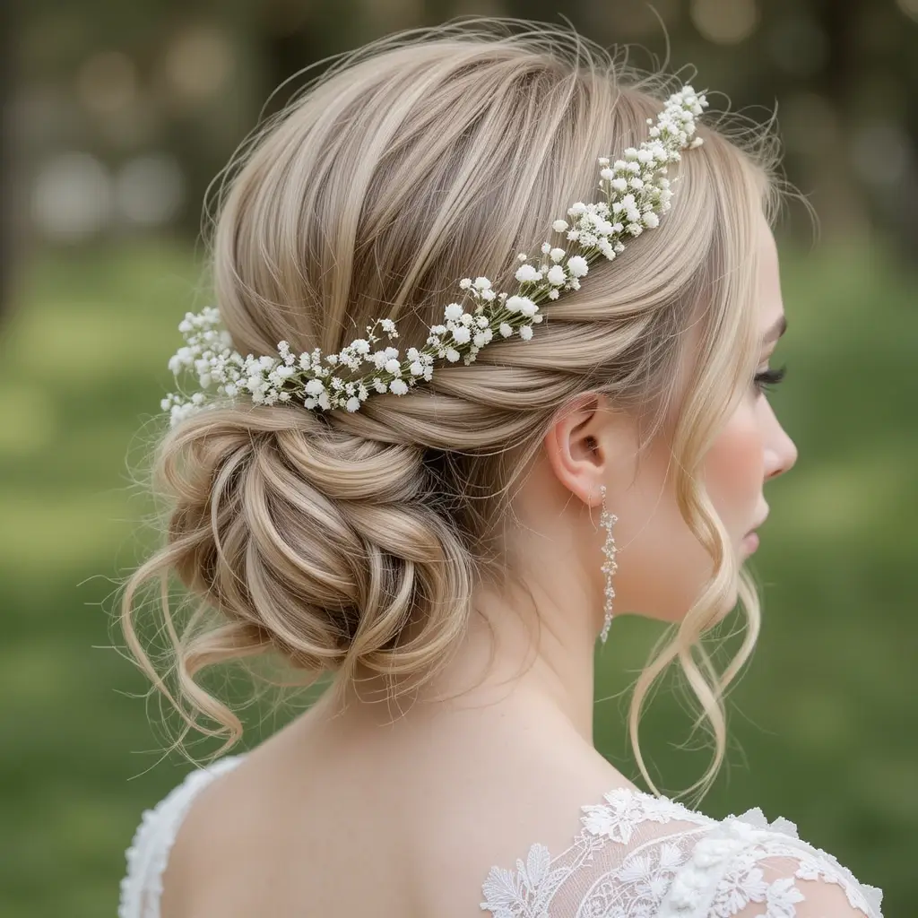 Half-Up Twist with Baby’s Breath