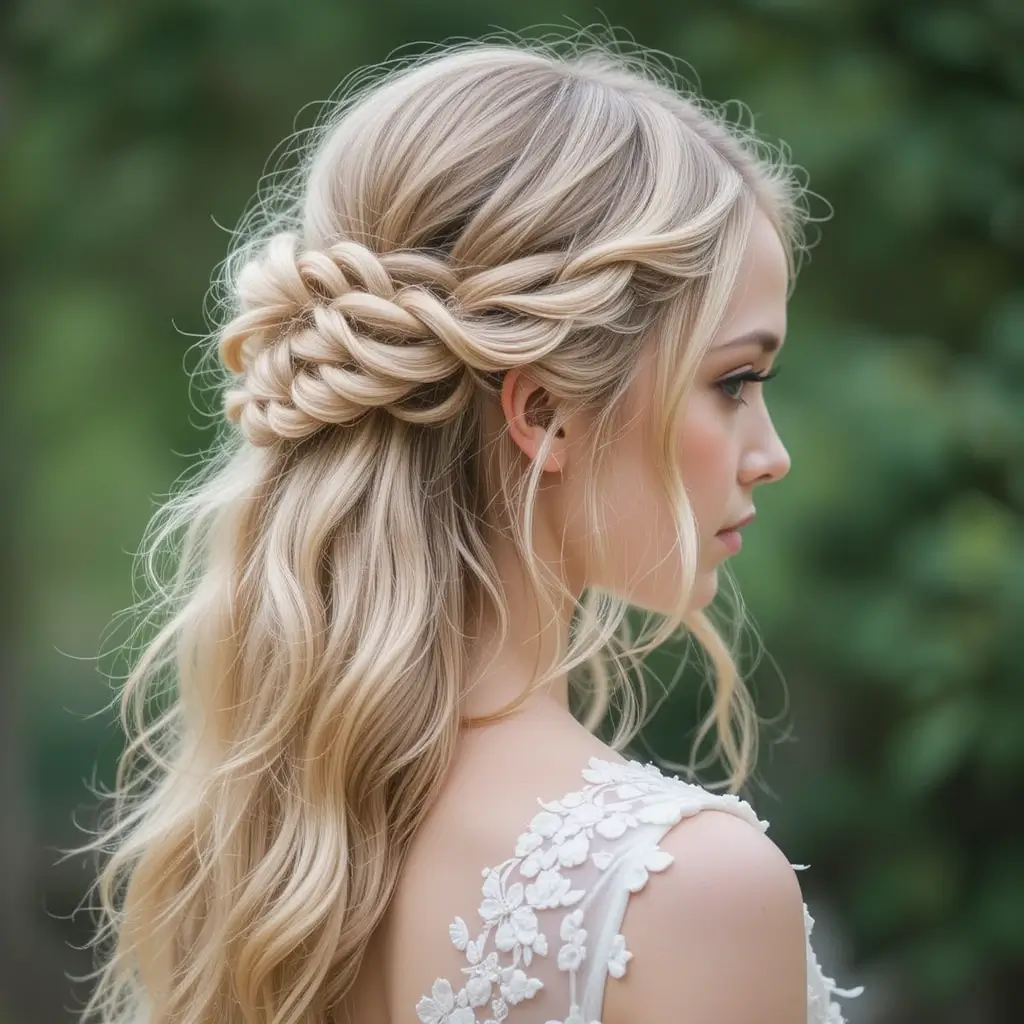 Half-Up Twisted Style with Soft Waves
