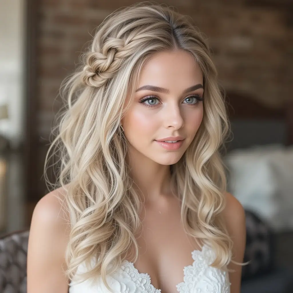 Half-Up with Dutch Braid and Tousled Curls