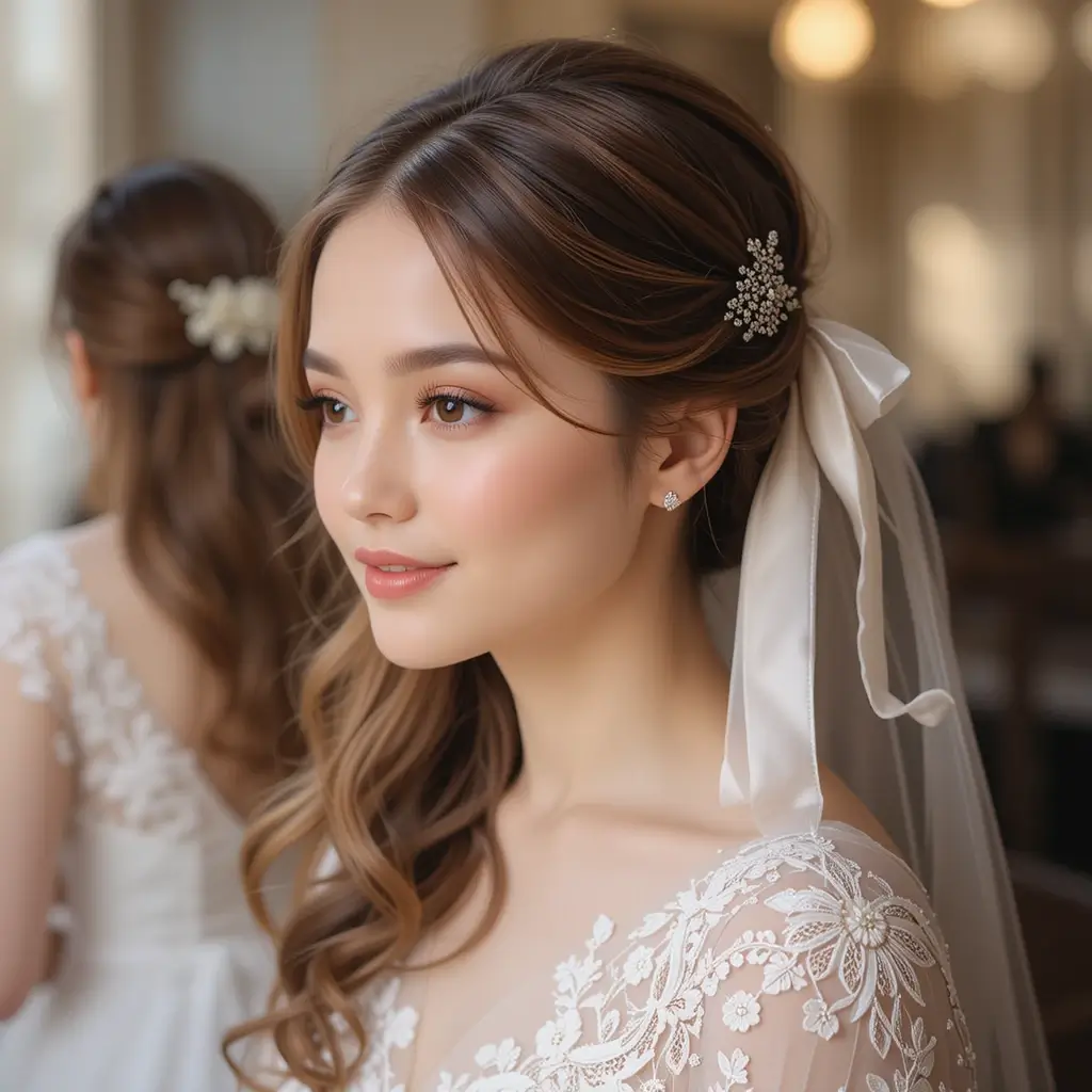 Half-Up with Velvet Ribbon Tie