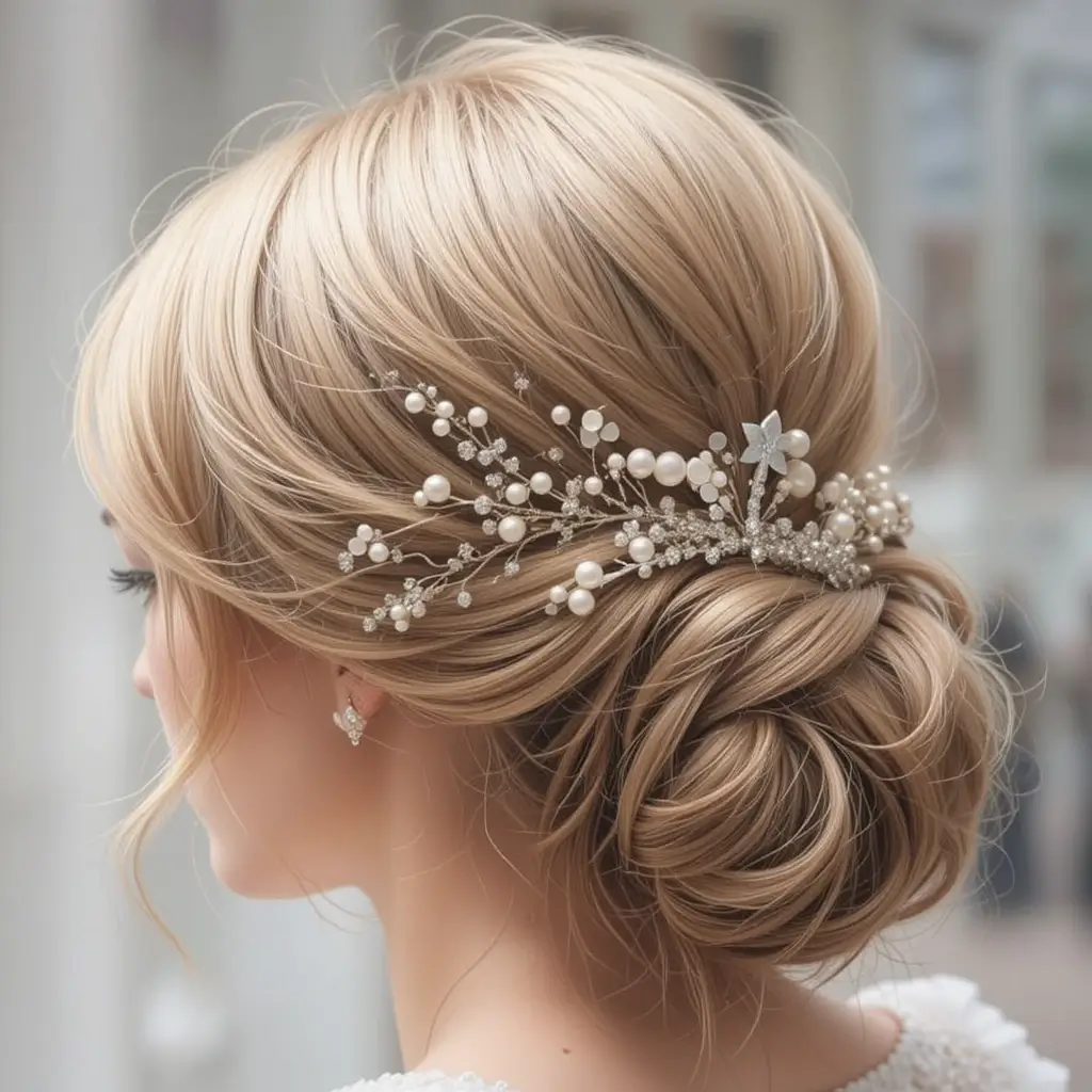 Half-Updo with Beaded Accessories