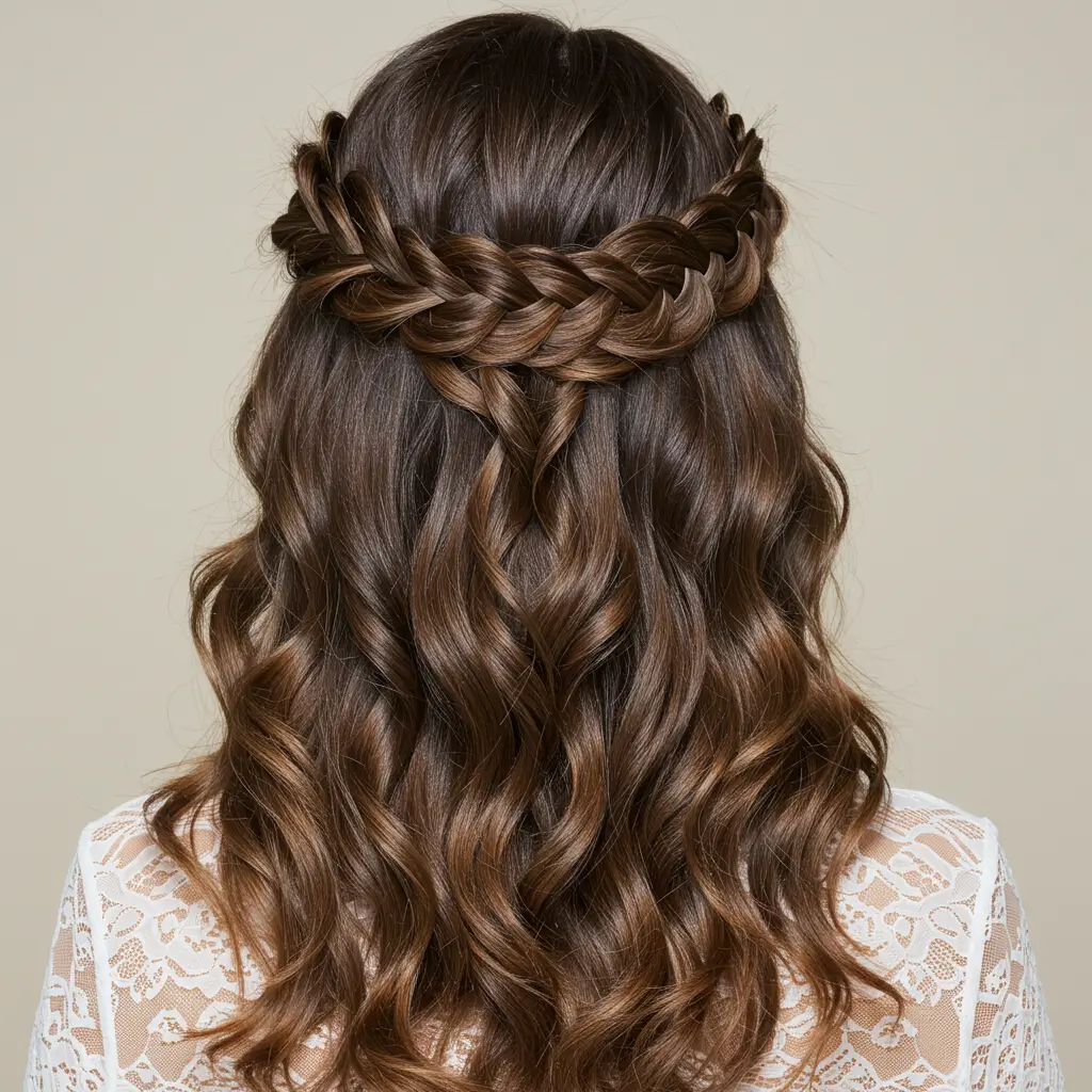 Halo Braid with Loose Curls