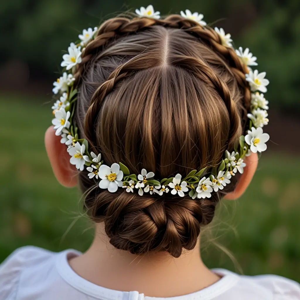 Halo Braid with Small Flowers