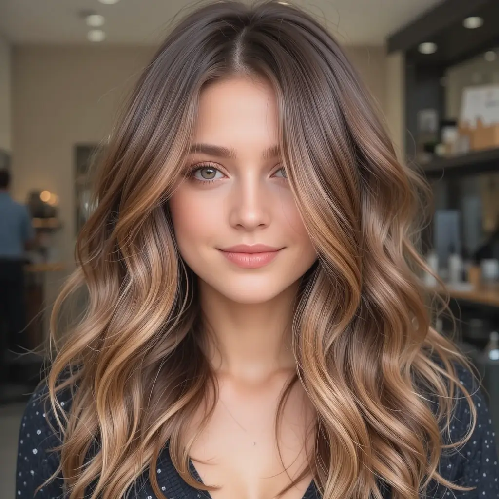 Hazelnut Highlights on Brown Hair