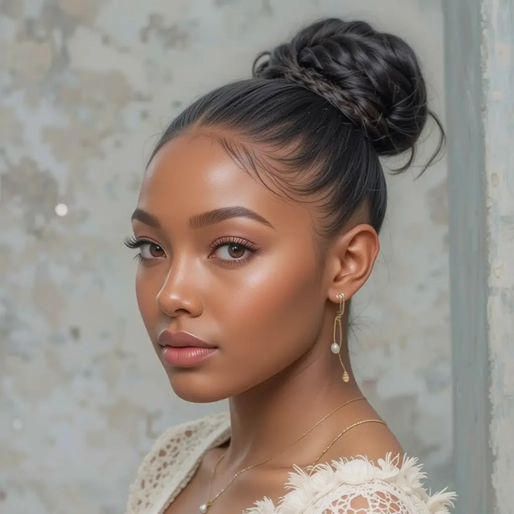 High Bun with Baby Hairs