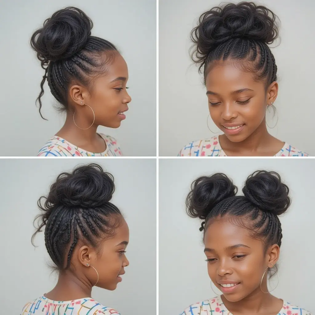 High Bun with Side Twists