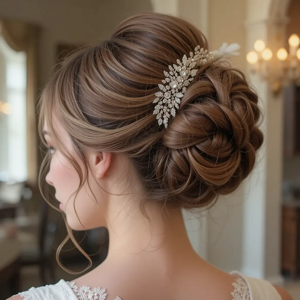 High Bun with Twisted Accents