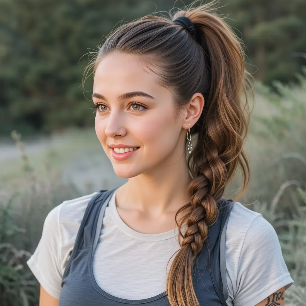 High Ponytail with Braided Base