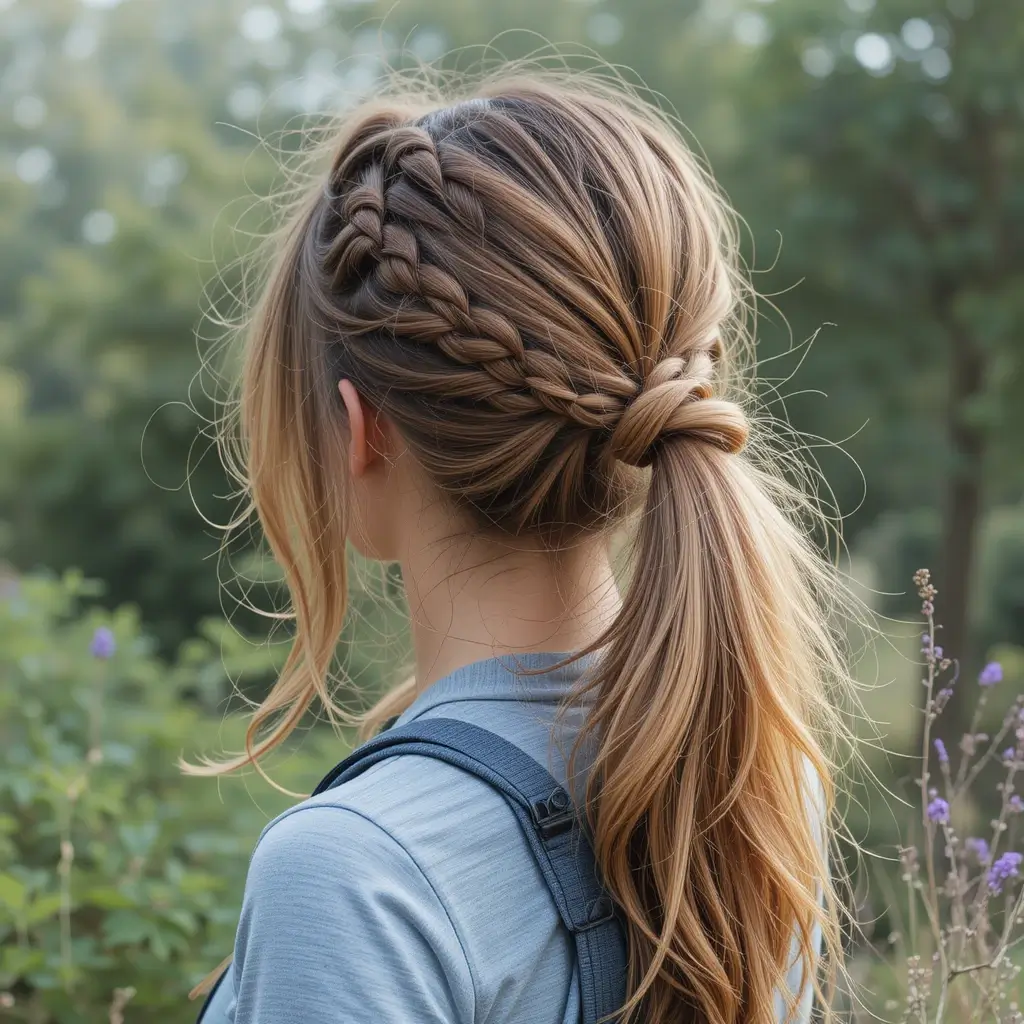High Ponytail with Braided Base