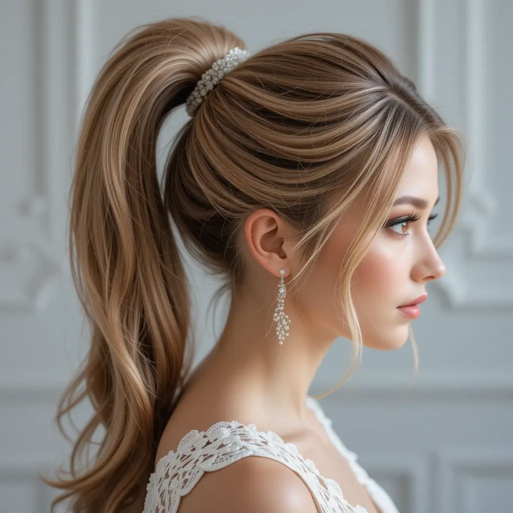 High Ponytail with Loose Strands