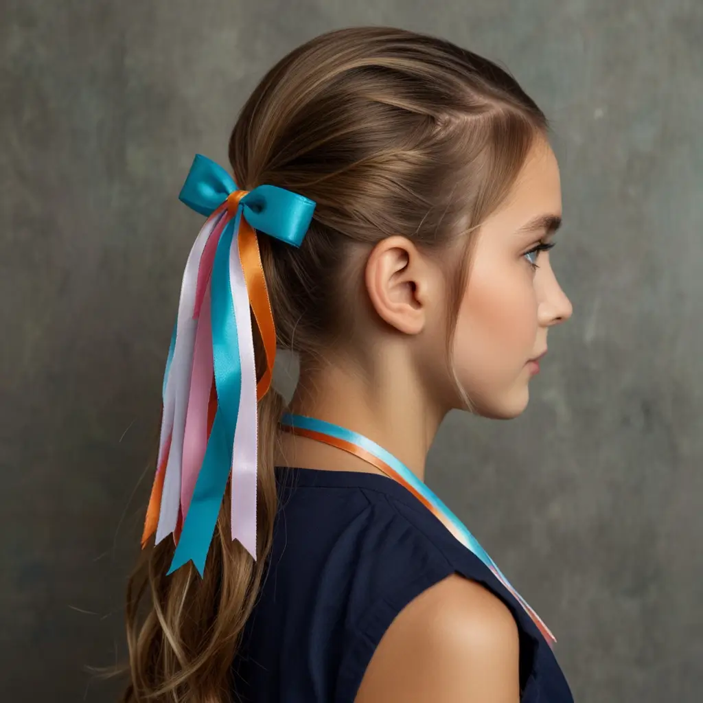 High Ponytail with Ribbon Wrap