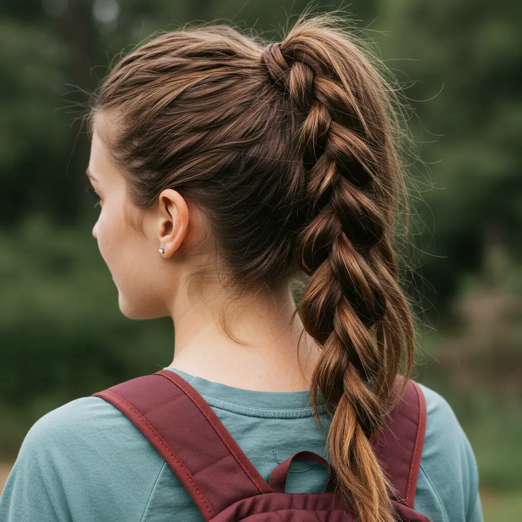 High Ponytail with Wraparound Braid