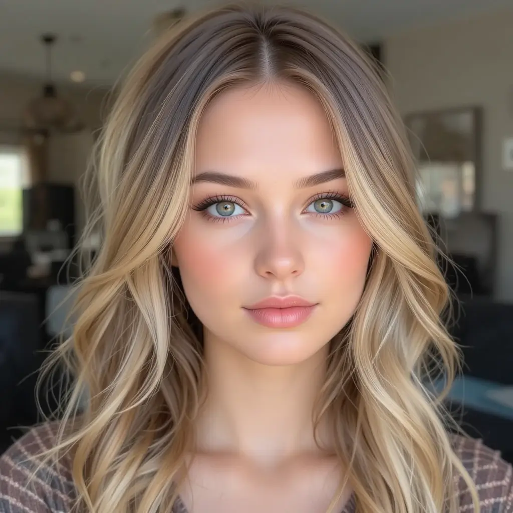 Honey Blonde Money Piece on Light Brown Hair