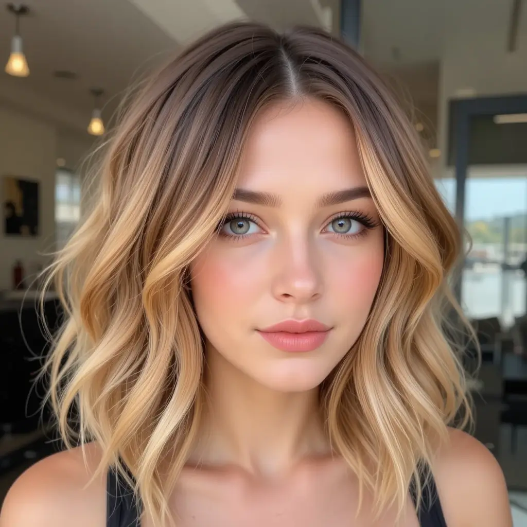 Honey Caramel Balayage for Medium-Length Hair