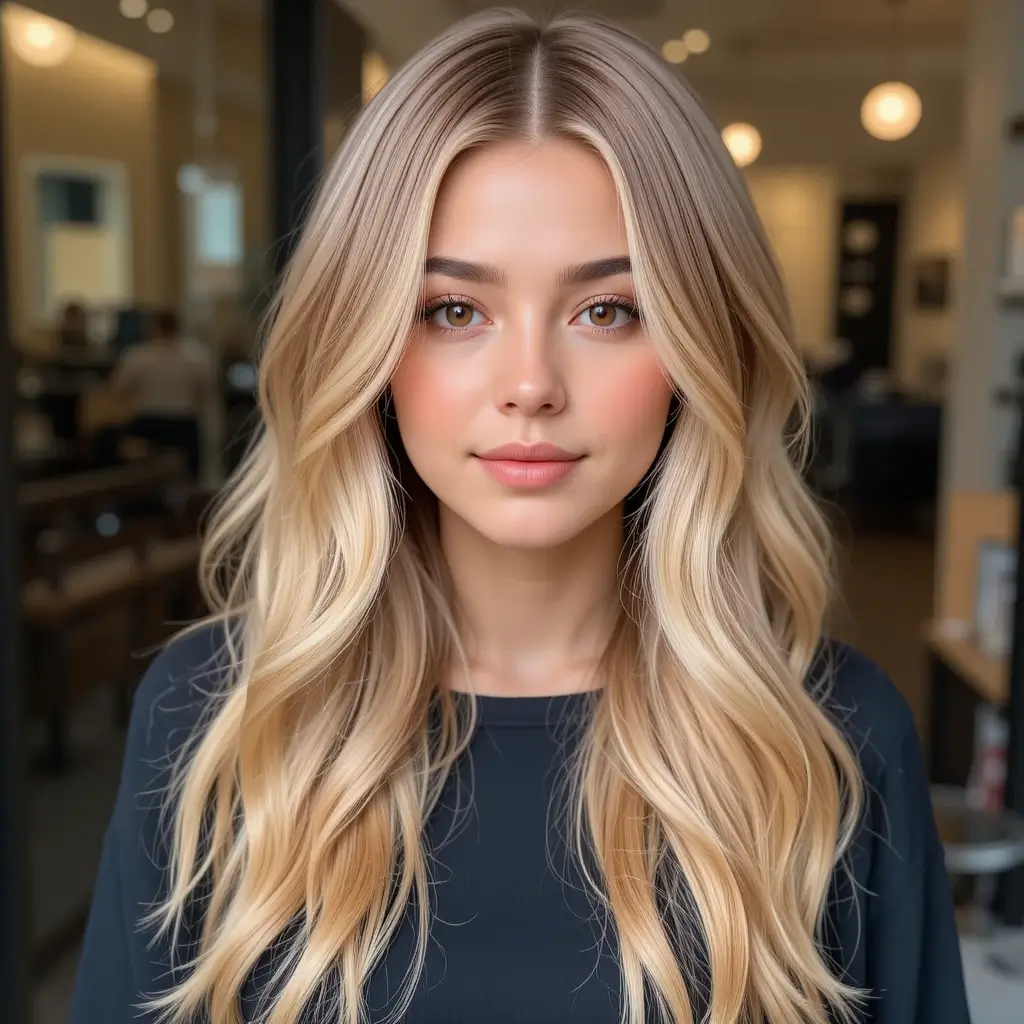 Honey Platinum Blonde with Cinnamon Lowlights