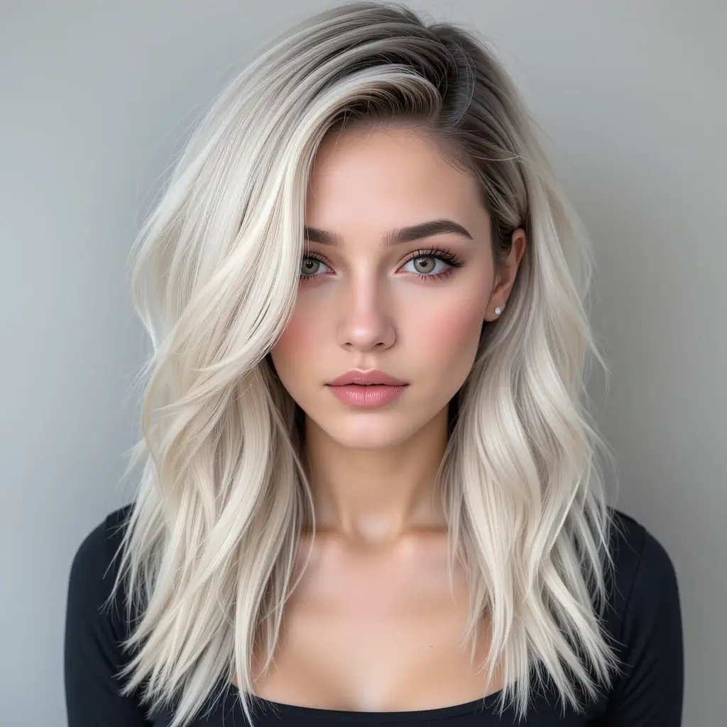 Icy Blonde with Dark Rooted Lowlights