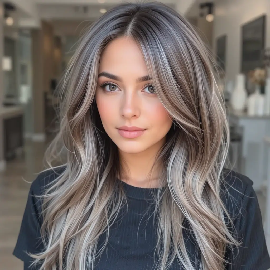 Icy Brown with Silver Streaks