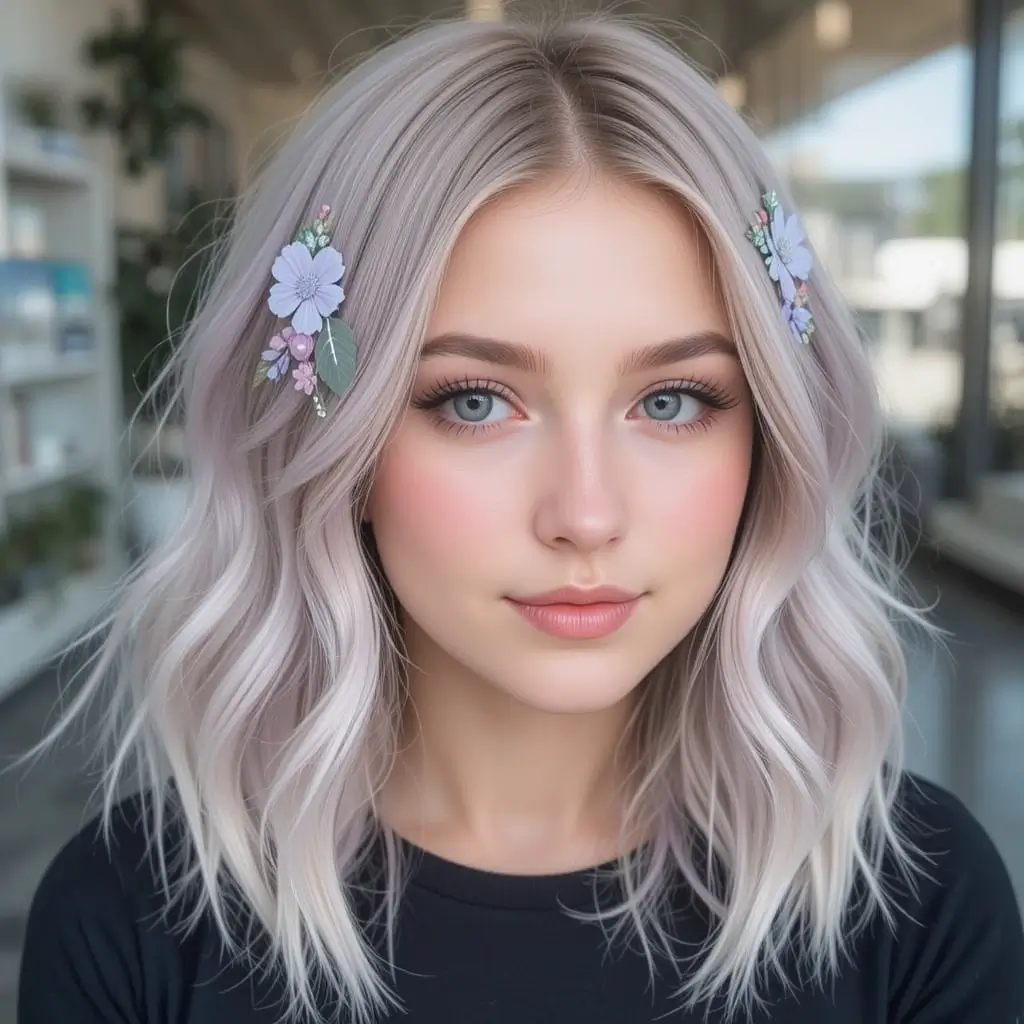 Lavender Money Piece on Ash Blonde Hair