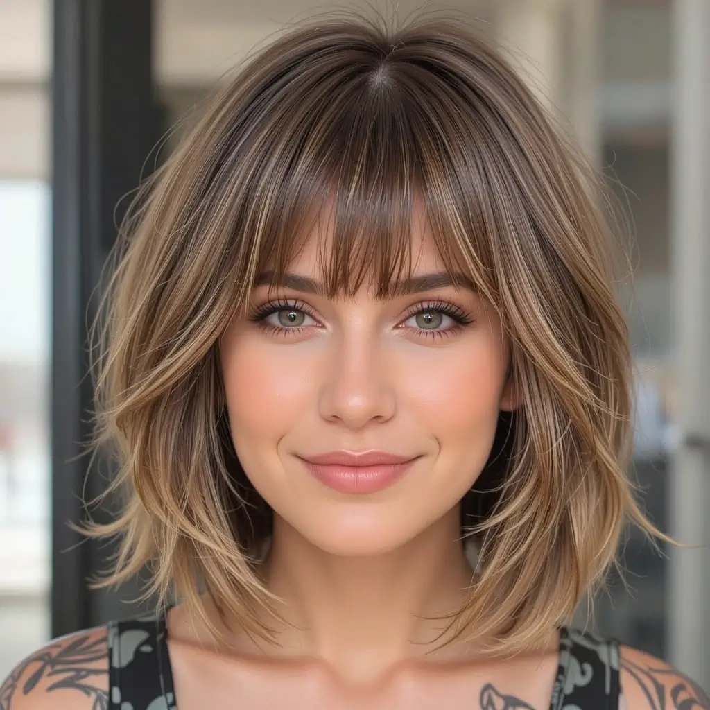 Layered Bob with Side Bangs