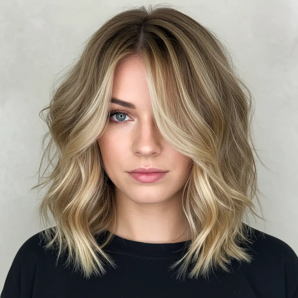 Layered Hair with Blonde Highlights