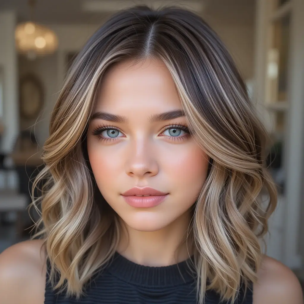Layered Hair with Face-Framing Highlights