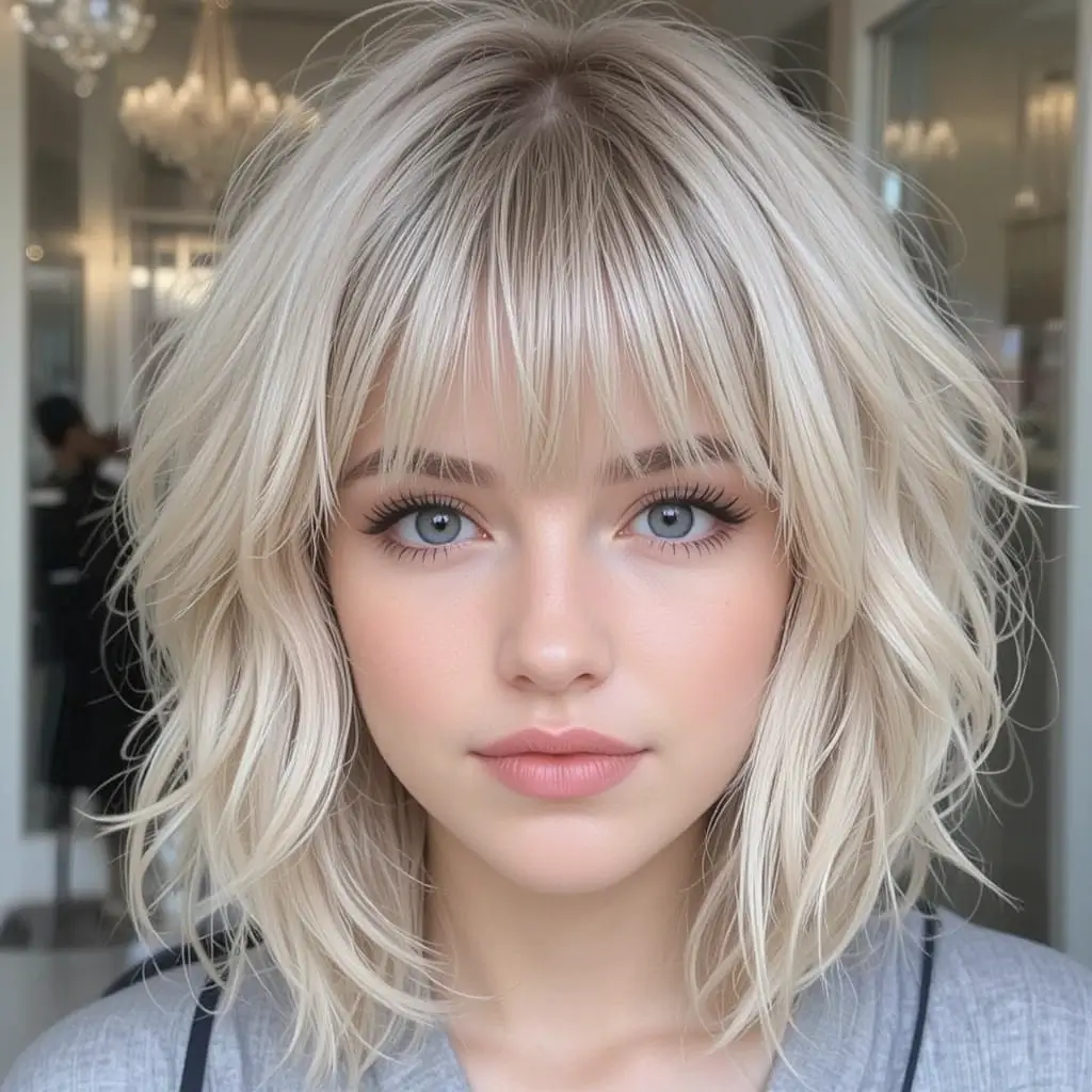 Layered Hair with Feathered Bangs
