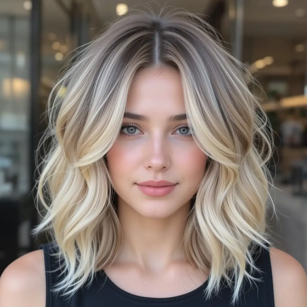 Layered Hair with Highlights and Face-Framing Layers