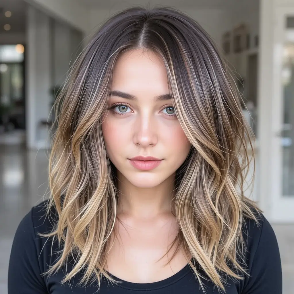 Layered Hair with Highlights and Lowlights