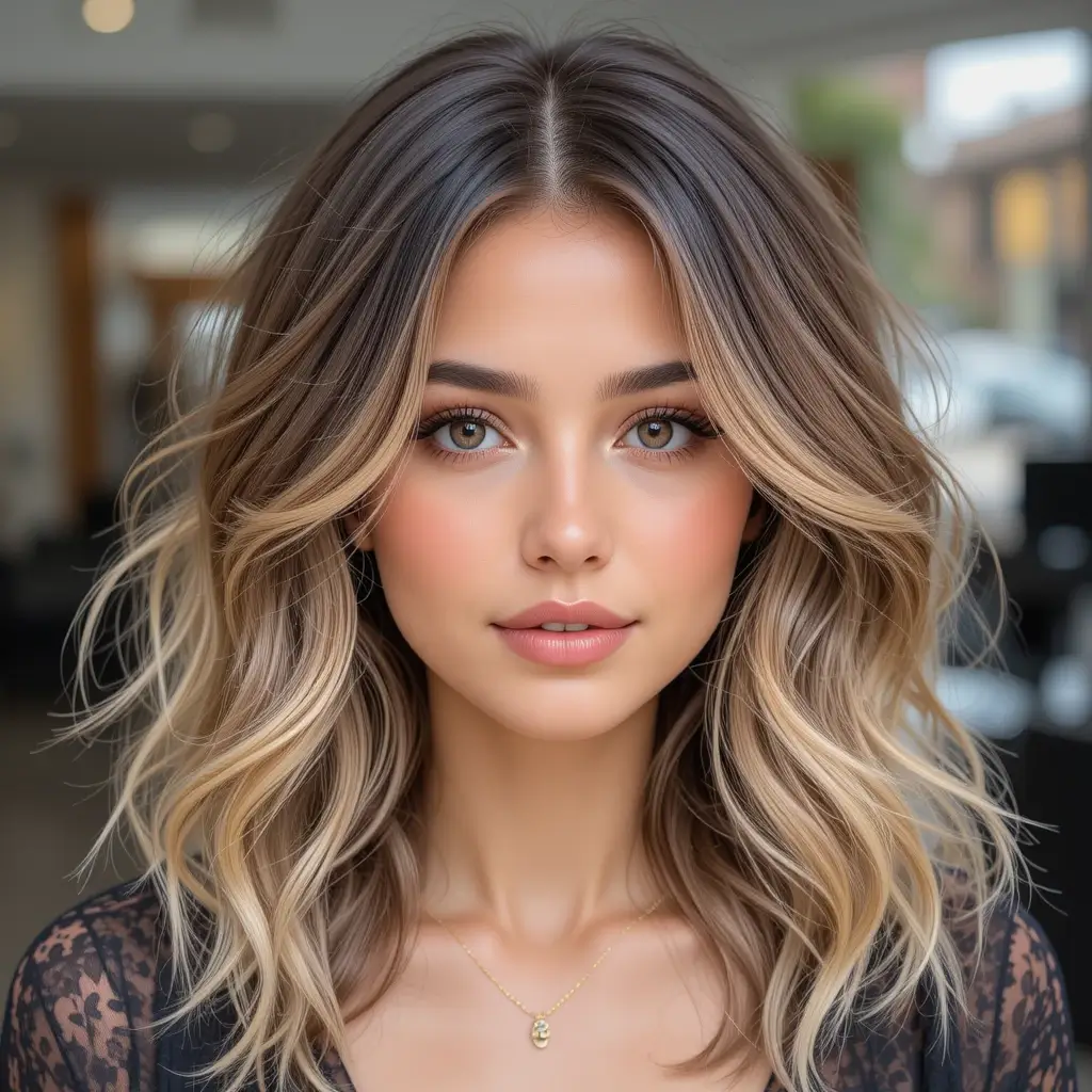 Layered Hair with Loose Waves and Volume