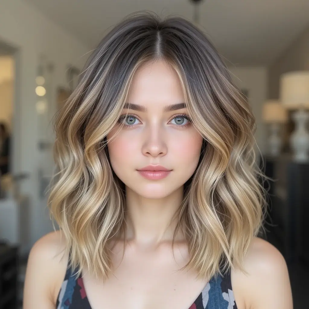 Layered Hair with Medium Waves