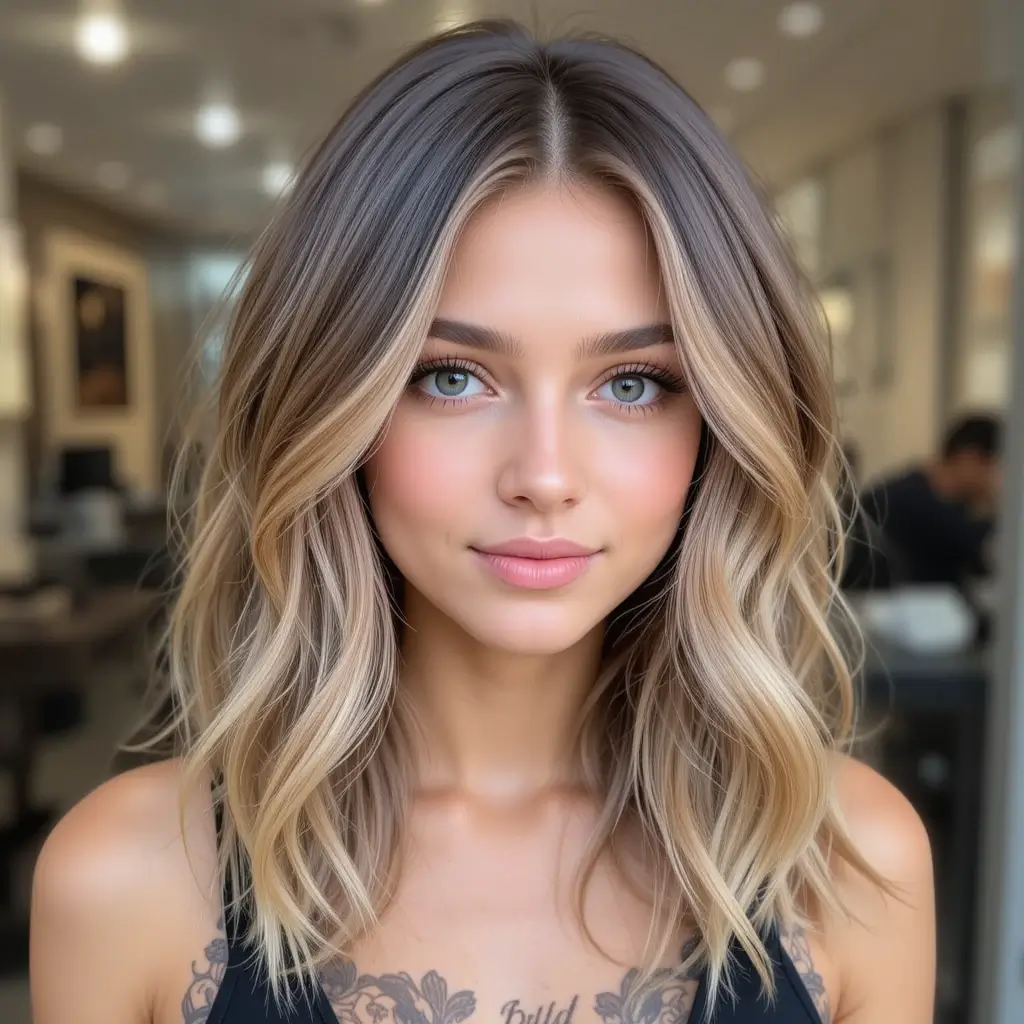 Layered Hair with Natural Highlights
