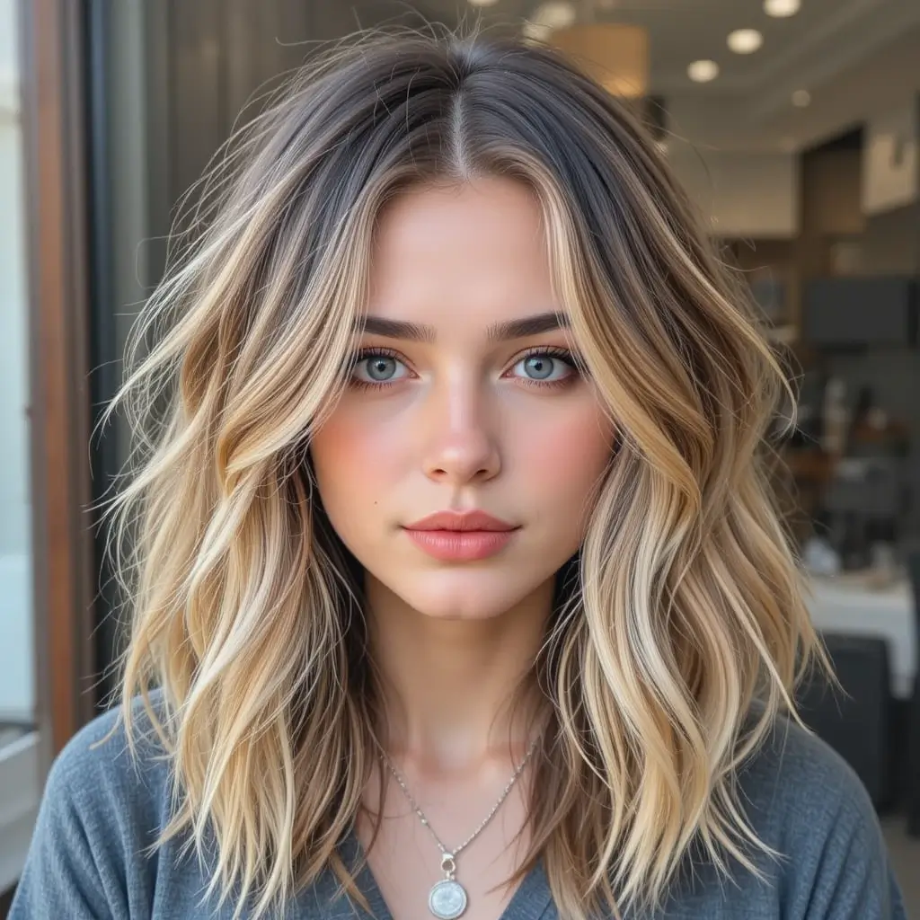 Layered Hair with Tousled Ends