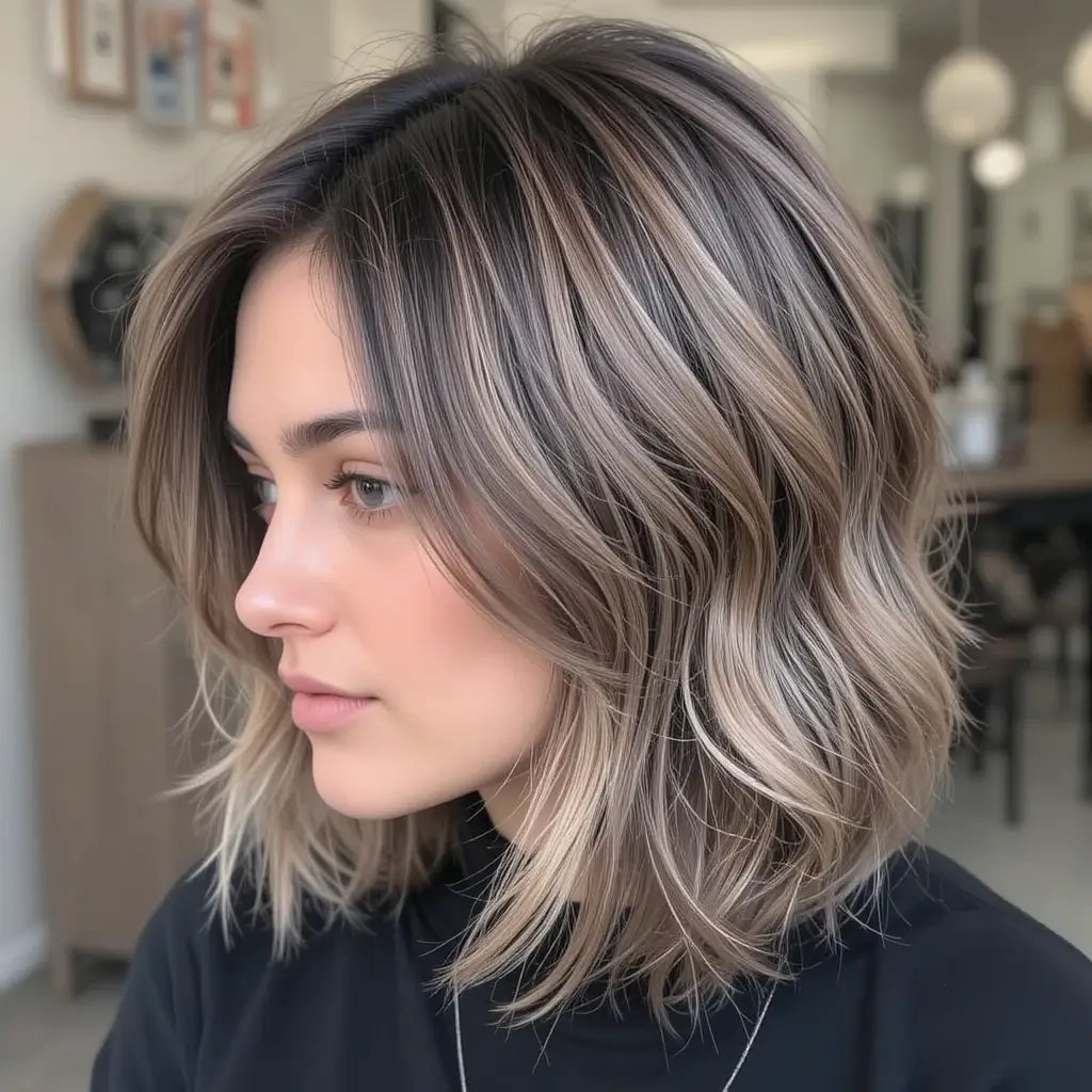 Layered Medium Hair with Blunt Ends