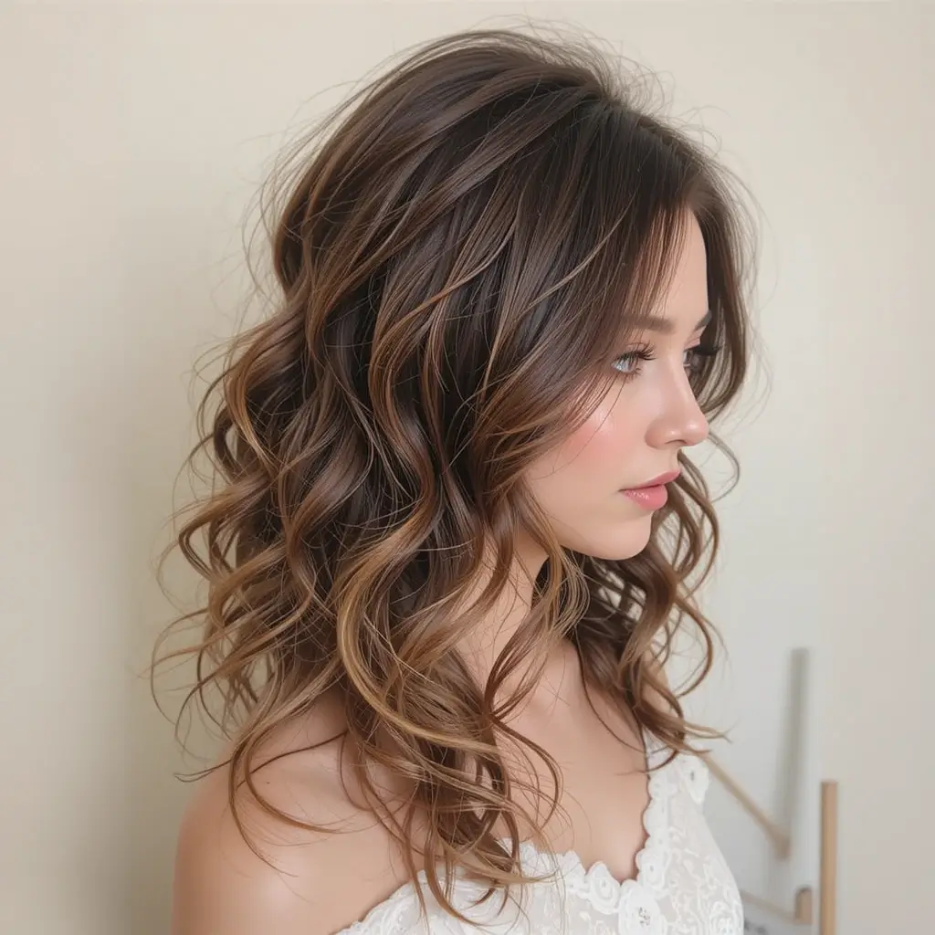 Layered Medium Hair with Loose Curls