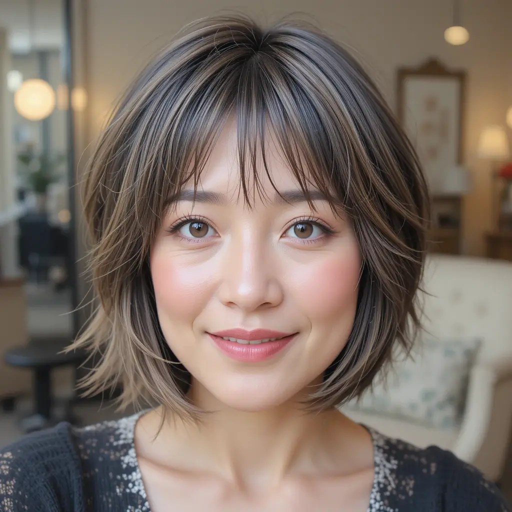 Layered Short Hair with Feathered Bangs