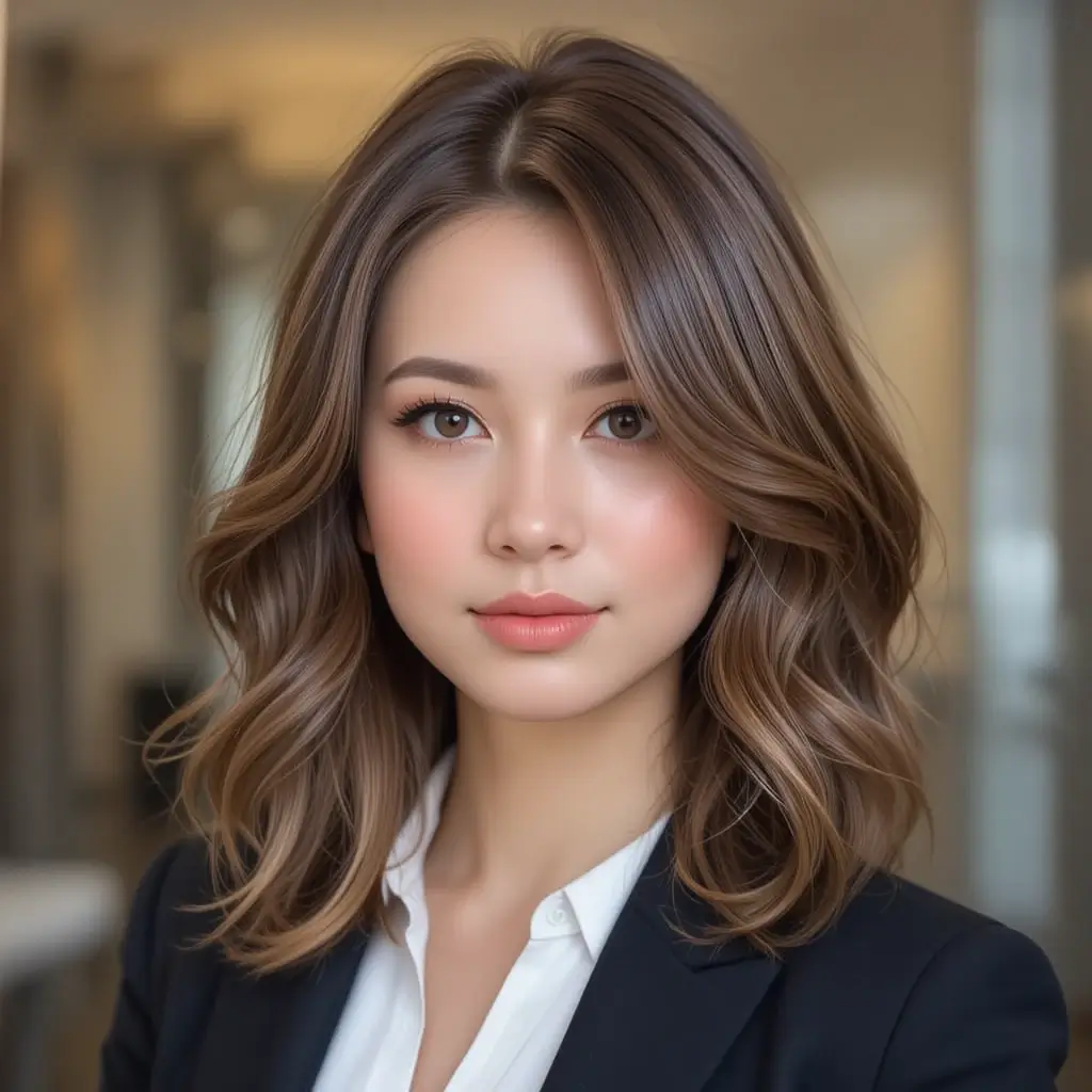 Layered Shoulder-Length Hair with Blowout