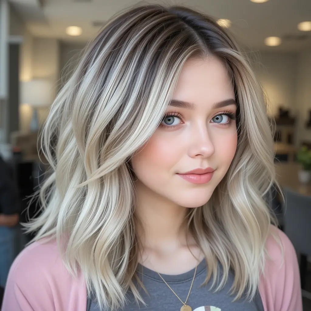 Light Ash Blonde with Maple Brown Lowlights