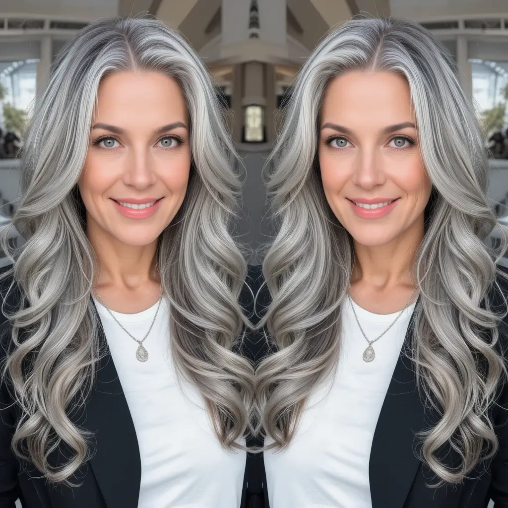 Long Hair with Center Part and Soft Curls