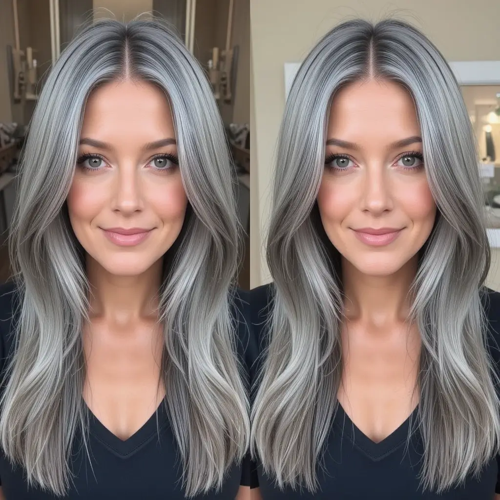 Long Hair with Center-Parted Straight Locks