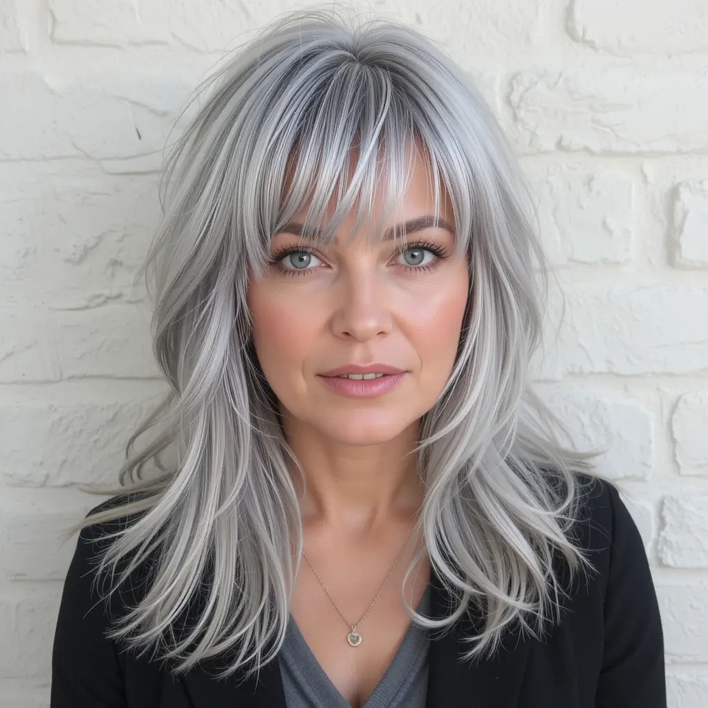 Long Hair with Feathered Bangs