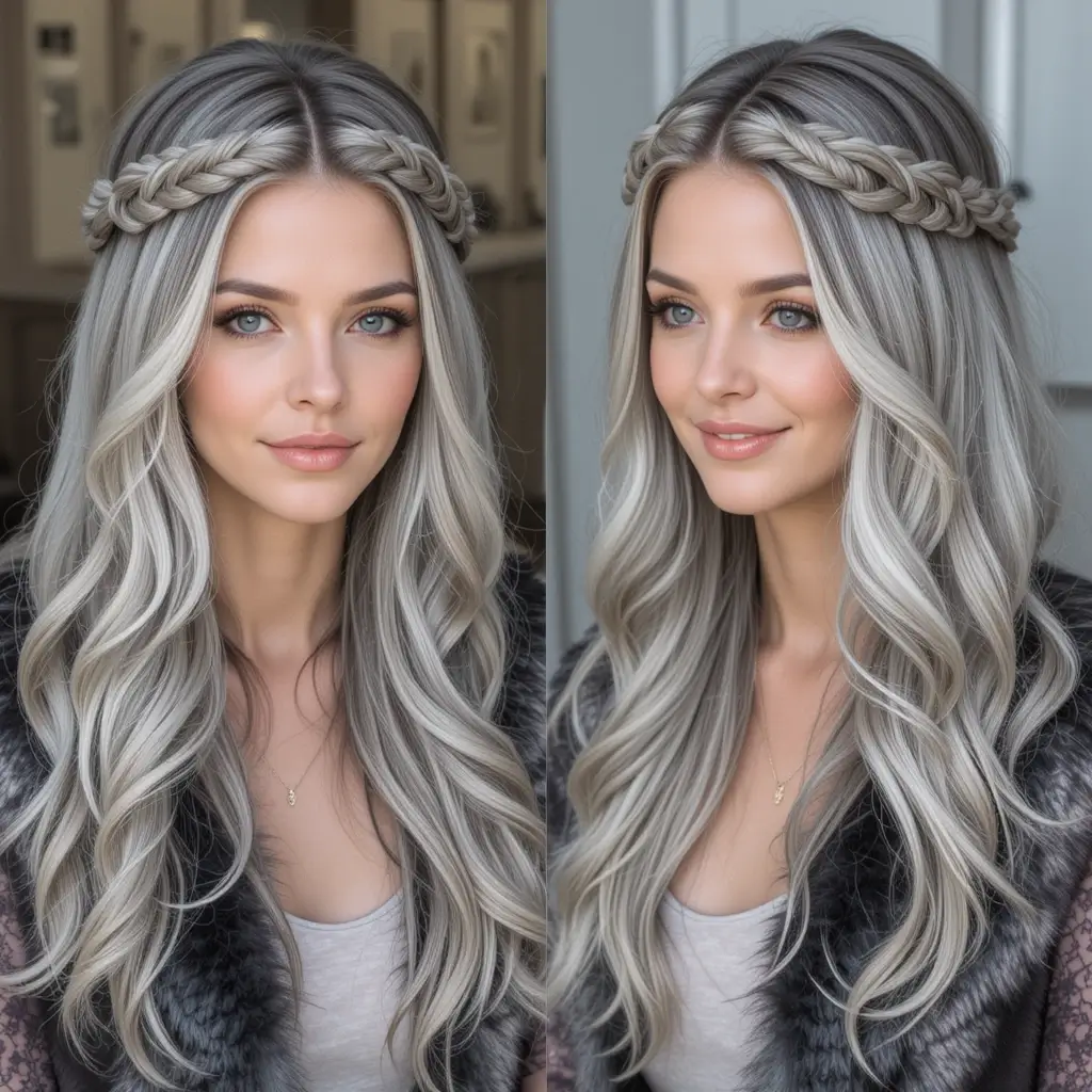 Long Hair with Half Braided Crown