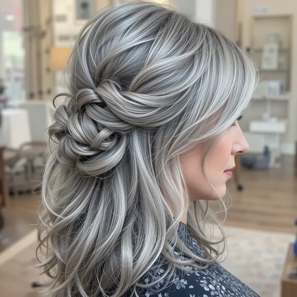 Long Hair with Twisted Half-Updo