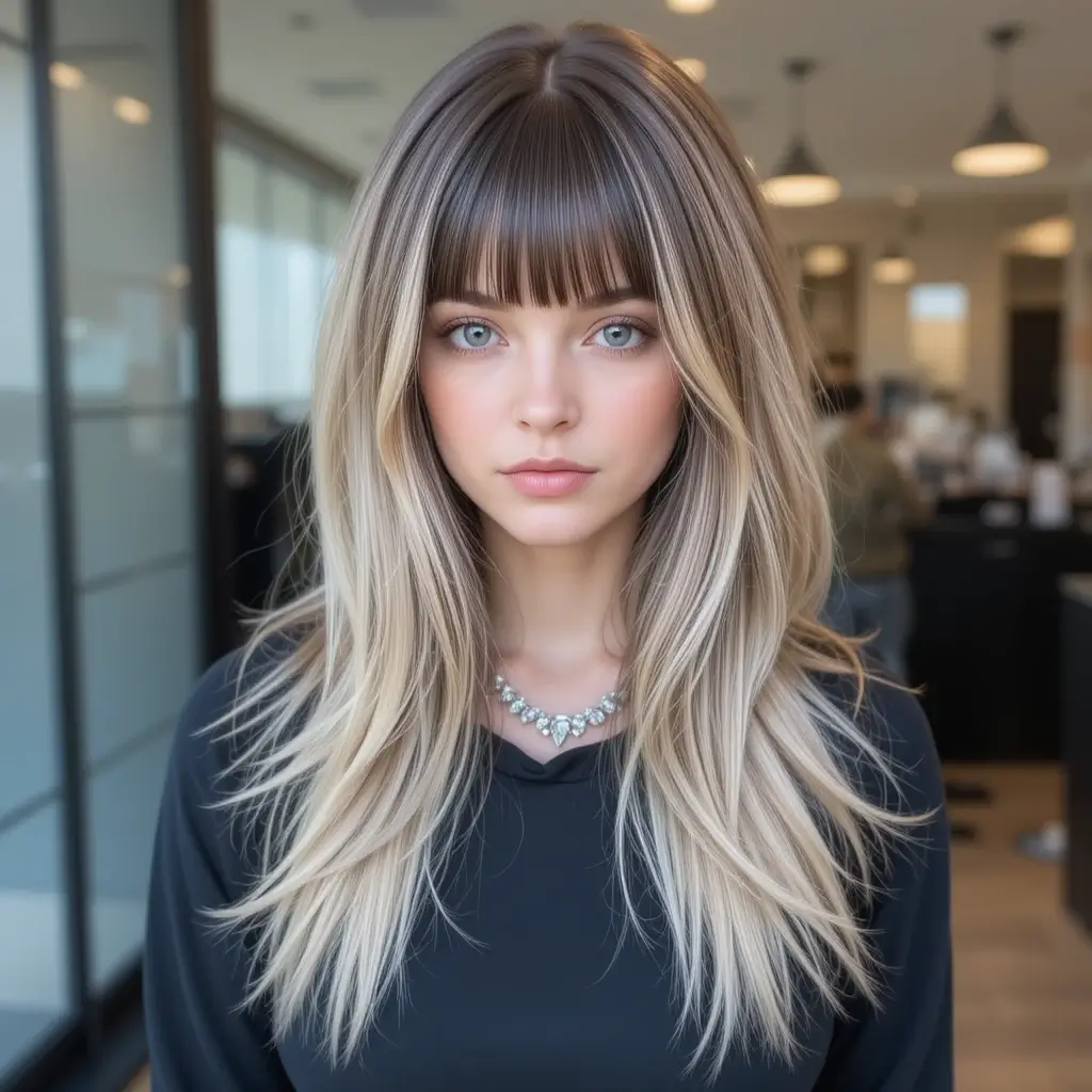 Long Layered Hair with Blunt Ends